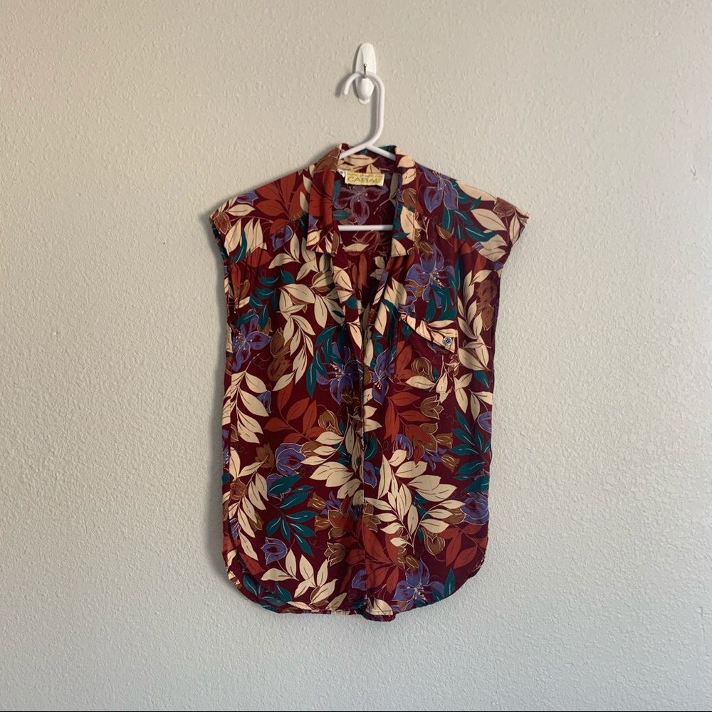 Vintage Diane Gilman for Cabal Hawaiian print top